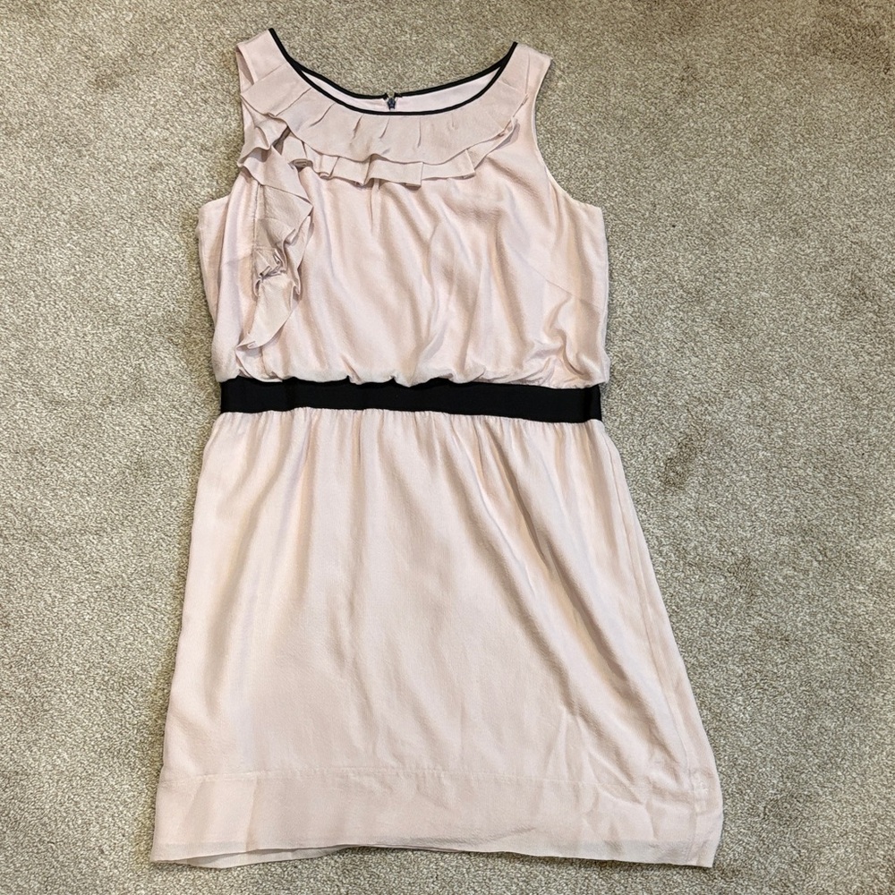 LOFT Blush Dress with Black Trim